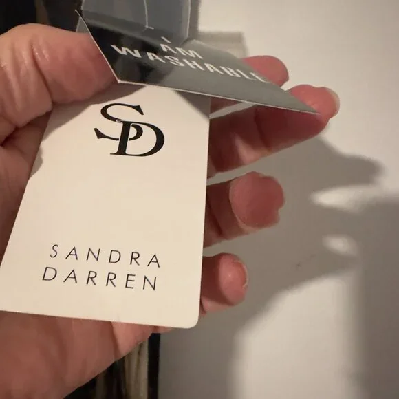 NWT Sandra Darren SZ14 Green, Black Pink Floral Beaded Neckline Sleeveless Dress - Picture 11 of 12